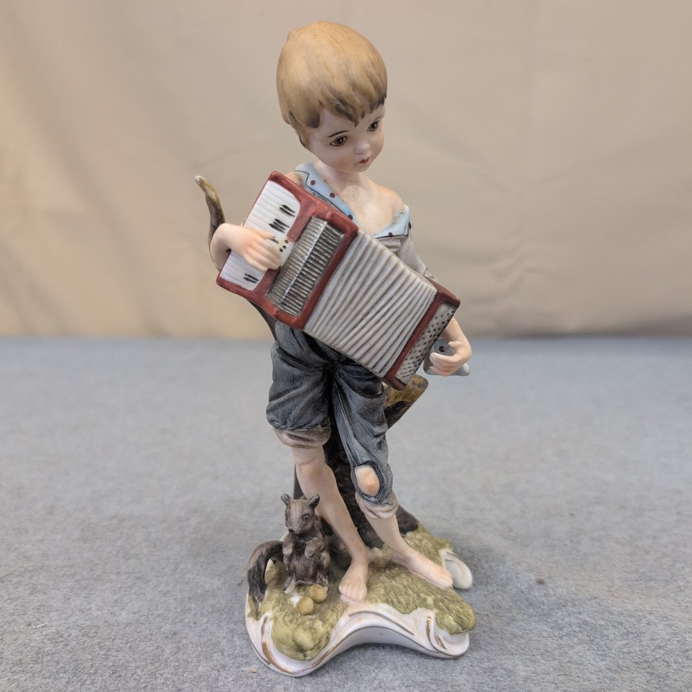 Vintage Folk Singers Porcelain Boy with Accordion Figurine 2147 Matte Finish - Picture 1 of 6